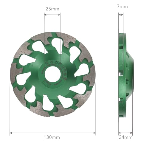 PRODIAMANT Diamant-Schleiftopf 130 mm x 25 mm grün – Universal für Beton & Estrich – Für Betonschleifer – Bohrung 25 mm – Schleifteller