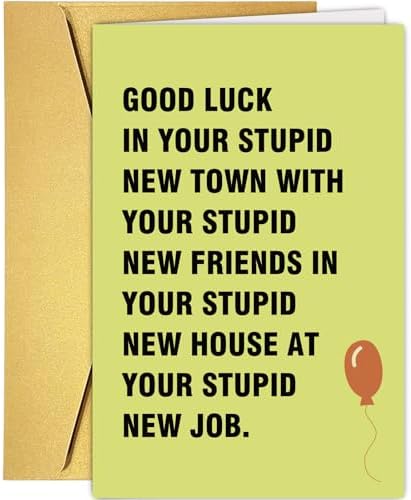 Amazon.com : Supoeguk Hilarious Moving Away Gift for Friend, Sarcasm Good Luck Card for Men ...