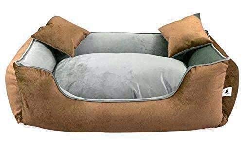 Gorgeous Soft Reversible Square Cats and Dogs Bed Grey-Brown with 2 Pillow-Medium (B09QZMT7WC) Amazon Price History, Amazon Price Tracker