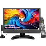 Jexiop 14 Inch LED HD TV,Portable Small Television with HDMI Input,Built-in Digital Tuner/HDMI/USB/DC-12IN-Supports Wall-Mounted-for Bedroom,Kitchen,RV – Includes Remote Control(Black)