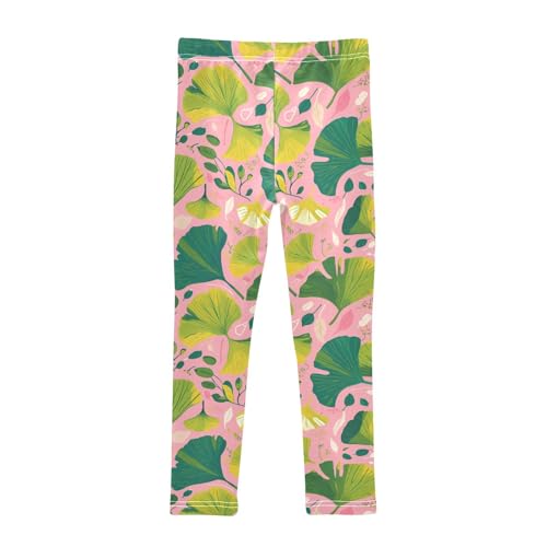 Hand Painted Ginkgo Leaves Kids Girl's Athletic Leggings Comfortable High Waisted Leg Yoga Pants Gym2
