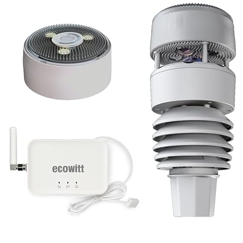 ECOWITT GW3001 Stacja pogodowa, bezprzewodowa stacja pogodowa 7 w 1 z czujnikiem zewnętrznym WS90 i domową bramką 3 w 1 WiFi/przewodową GW3000 z portem kart SD, Asystent pogodowy 868 MHz
