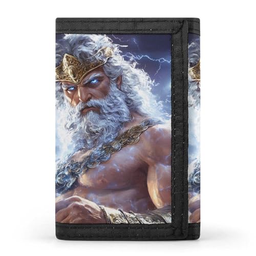 Zeus God Greek Mythology Custom Trifold Wallet Front Pocket Credit Card Holder with Coin Purse for Men Women Travel Gifts