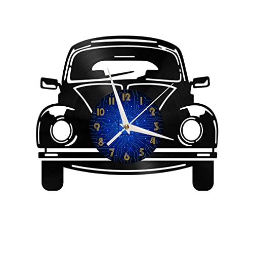 Horloge murale en vinyle voiture rétro avec éclairage LED intégré