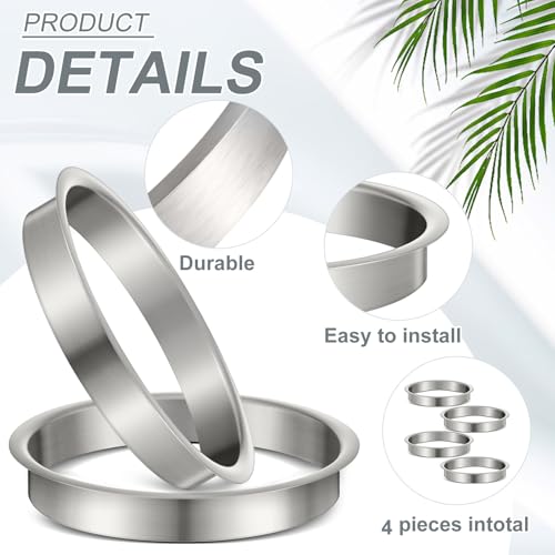 Image of Honeydak 4 Piece 6 inch (Nominal) Diameter x 1 inch Height 304 Polished Stainless Steel 6 inch x 1 inch Trash Grommets for Countertop Inserted Trash Kitchen Cabinet Counter Bin, Ease to Install