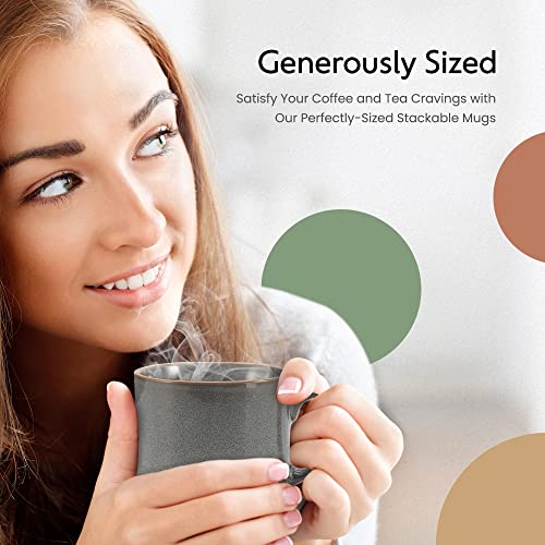 American Atelier Stackable Coffee Mugs Set | Ceramic Multi-Color 4 Cups For Kitchen Countertop, Tabletop, Island, Or Café Display | Gift For Tea & Coffee Lovers (16-Ounce) (Light) #TOP4
