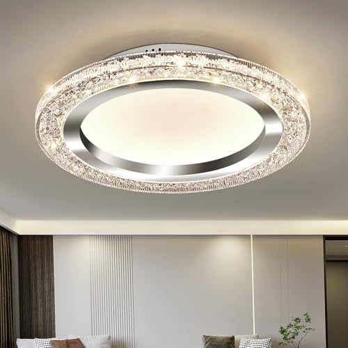 UOFUS 28W LED Flush Mount Ceiling Light Chrome 12inch Modern