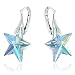 Royal Crystals Sterling Silver Aurora Borealis Leverback Star Dangle Earrings Made with Swarovski Crystals
