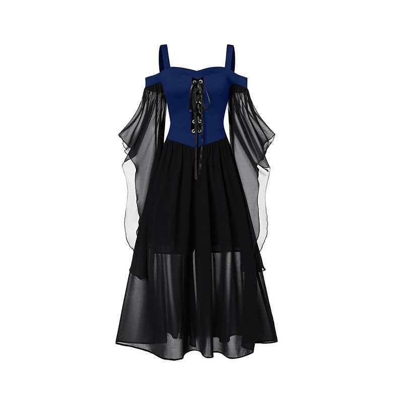 Halloween Costumes Women Adult Dresses Gothic Skeleton Party Vintage Dress — image 1