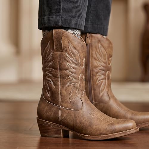 Image of GLOBALWIN Cowboy Boots for Women, Mid-Calf Western Style