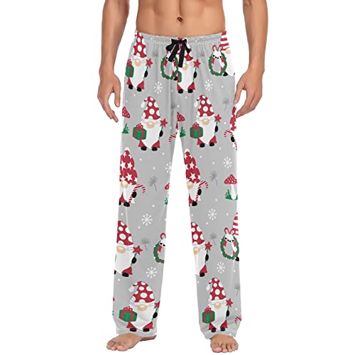 Christmas Gnomes Snowflakes Pajama Pants Winter Mushroom StarLounge Sleepwear PJs Men's Pajama Bottoms Sleep Pants L