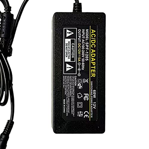 Image of Neon Sign DC Power Supply Adapter 12V 5A 60W, UL Listed LED Power Adapter 120V AC to 12V DC Transformer for LED Strip Lights Neon Sign and More
