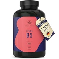 Vitamin B5-365 Kapseln - 500mg Pantothensäure hochdosiert - 1 Jahr Vorrat - Vegan - Deutsche Produktion - TRUE NATURE