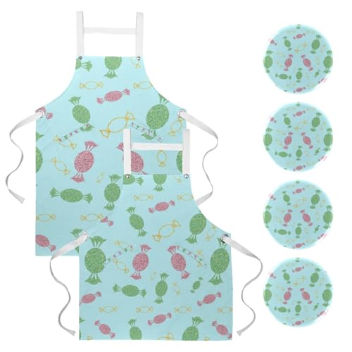 Tablier de serveuse multicolore pour pâtisserie et bistrot (Lot de 2)