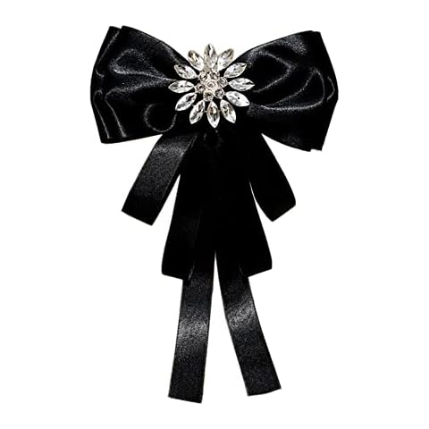 Vintage Rhinestone Crystal Ribbon Brooches Ribbon Bow Tie Bow Brooch College Style Collar Shirt Badge for Women Girls Wedding Party Cover