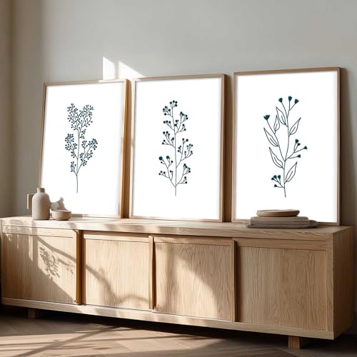 Image of kotart Botanical Art Home Decoration Painting | Floral Aesthetic Paintings With Frame For Living Room Bed Room Hotel Wall Decor Digital Reprint Set of 3 (10X13 inch)