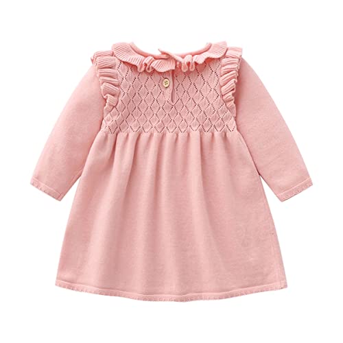 Toddler Baby Girl Knit Sweater Dress Kids Ruffle Long Sleeve Casual Birthday Christmas Party Dresses Top Winter Outfit2