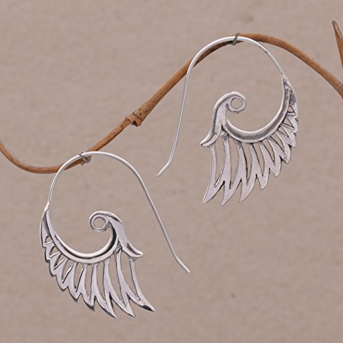 Novica Handmade .925 Sterling Silver Drop Earrings Indonesian Wing [1.5 In L X 0 In W X 0.8 In D] 'Winged Beauty' #TOP1