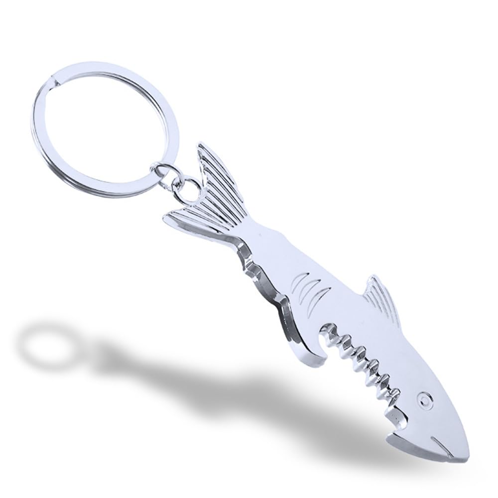 Tazweeq Creative Keychain, Shark Beer Bottle Opener with Zinc Alloy Key Rings
