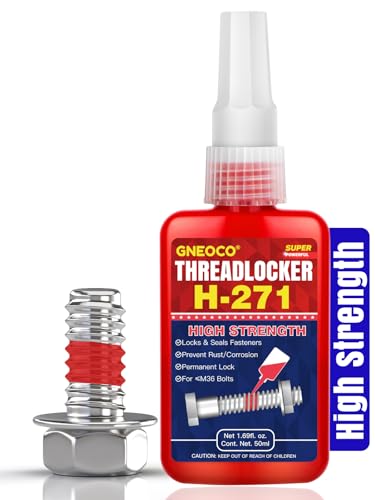 ThreadLocker Red, Thread Lock High Strength Lock Tight for Nuts, Bolts, Fasteners and Metals, Anaerobic Curing Metal Glue to Prevent Loosening and Corrosion (H271-50ml)