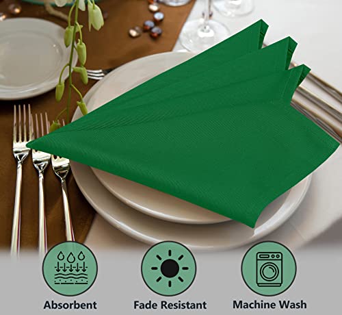 Image of Ruvanti Cloth Napkins Set of 12, 18x18 Inches Napkins Cloth Washable, Soft, Durable, Absorbent, Cotton Blend. Table Dinner Napkins Cloth for Hotel, Christmas Parties, Restaurant, Wedding - Dark Green