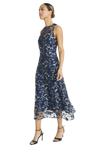 Maggy London Women's Sleeveless High Neck Illusion Hem Lace A-line Formal Wedding Guest Dress2