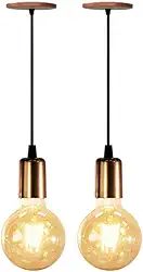 Kit 2 Pendentes Luminária Alumínio Retrô Cobre Cabo 2m 4149 Suporte Sem Lâmpada