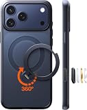TORRAS iPhone 18 Pro 用ケース【多機能一体・360°ゼンマイ式スタンド】リング 3倍米軍MIL規格 Magsafe対応 ブラック