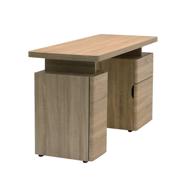 Image of Lakdi The Furniture Co Home and Office Table Made in Particle Board with 3 Drawers, Writing Desk, Satudent Table & Durable & Slylish Unique Design for Office Desk - (121534187 Brown)