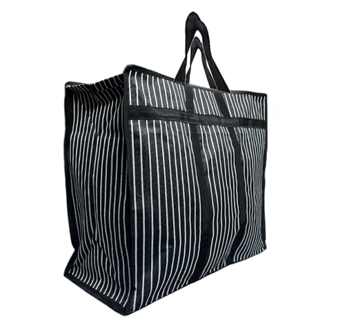 EVK® Multipurpose Large Big Heavy Duty Toy Clothes Files Picnic Shopping Storage Organizer Grocery Vegetable Canvas Reusable Shopper Bag with Strong Handles and Base with Zip (Pack of 1), Black
