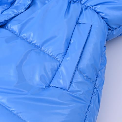 Image of Teen Kids Leather Puffer Jackets Winter Waterproof Fleece Lined Down Coats Boys Girls Padded Warm Quilted Outwear