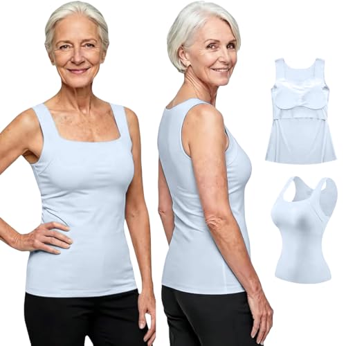 Tank Tops with Built in Bras for Old Women Square Neck Workout Tops 2026 - image 1