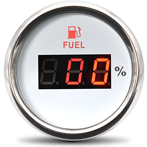 52mm Fuel Level Gaugeï¼ŒMAIMEIMI 240-33ohm Boat Fuel Gauges,White Digital Fuel Level Gauge Fuel Tank Meter for Boat Car Truck Motorcycle Yacht