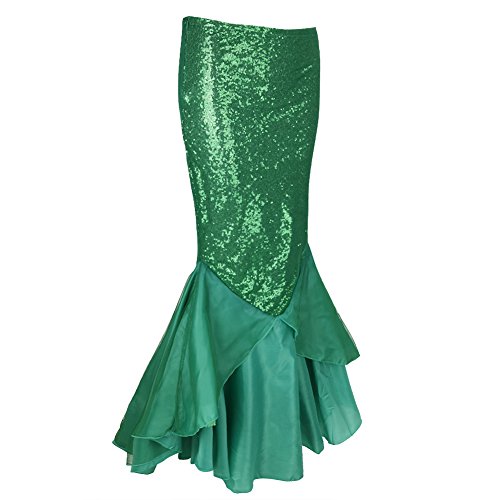 Feeshow Womens Ladies Halloween Costume Sexy Cosplay Shiny Mermaid Maxi Long Skirts (Xxl, Green) #TOP4