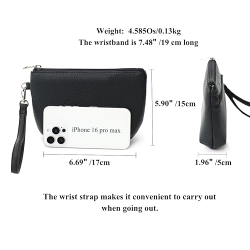 Image of Small Wristlet Wallets for Women, Zip Clutch Bag with Wristlet Pouch, 3-Zipper Original Design