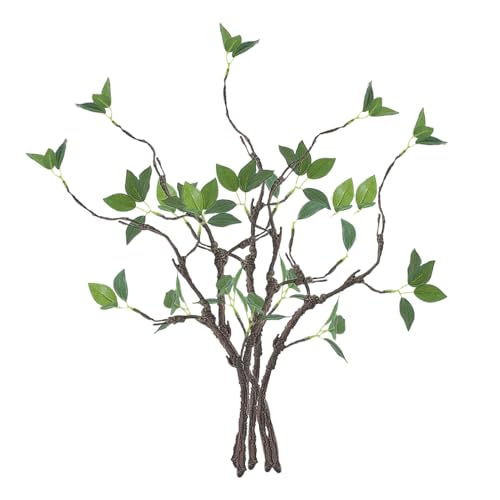 BestAlice 6 Piezas de Plantas Artificiales, Ramas de Imitación de Nandina Verde para Florero, Ramas de Tallos Verdes Artificiales para Florero, Tallos de Ficus Falsos para