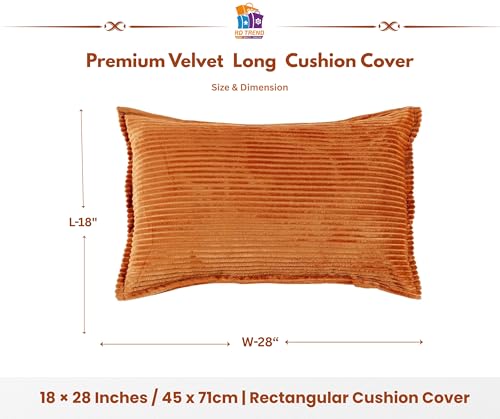 Image of RD TREND Corduroy Cushion Cover Set of 2, Striped Double Sided Decorative Throw Pillowcases for Sofa, Bed & Living Room Rectangular Long Cushion Covers 18x28 inches | Golden