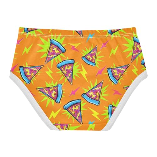Joisal Cartoon Pizza Orange Little Girl Panties Girls Underwear Toddler Cotton Bright Briefs Kids Undies 2t2