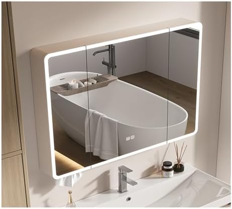 Modern 2-Door Bathroom Mirror Cabinet - Wall-Mounted Storage Cupboard for Home, Hotel, Gym - Stylish & Functional Design (120x70cm / 47.2x27.5in)