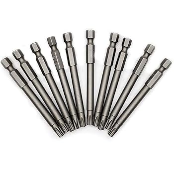 10PCS 3"/75mm T27 Torx Head Screwdriver Bit Set, 1/4 Inch Hex Shank with Quick Release Slot,S2 Steel Magnetic Security Tamper Proof Star 6 Point Screw Driver Kit Tools
