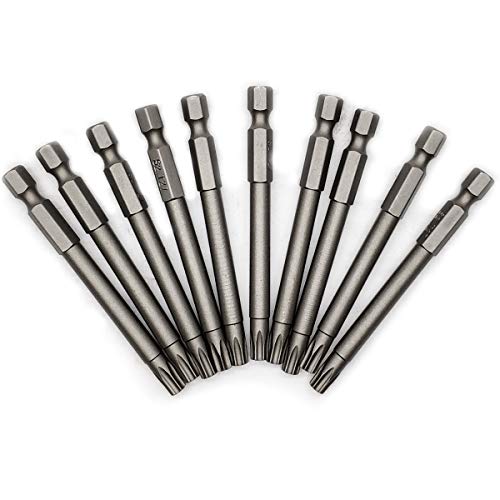 10PCS 3″/75mm T27 Torx Head Screwdriver Bit Set, 1/4 Inch Hex Shank with Quick Release Slot,S2 Steel Magnetic Security Tamper Proof Star 6 Point Screw Driver Kit Tools