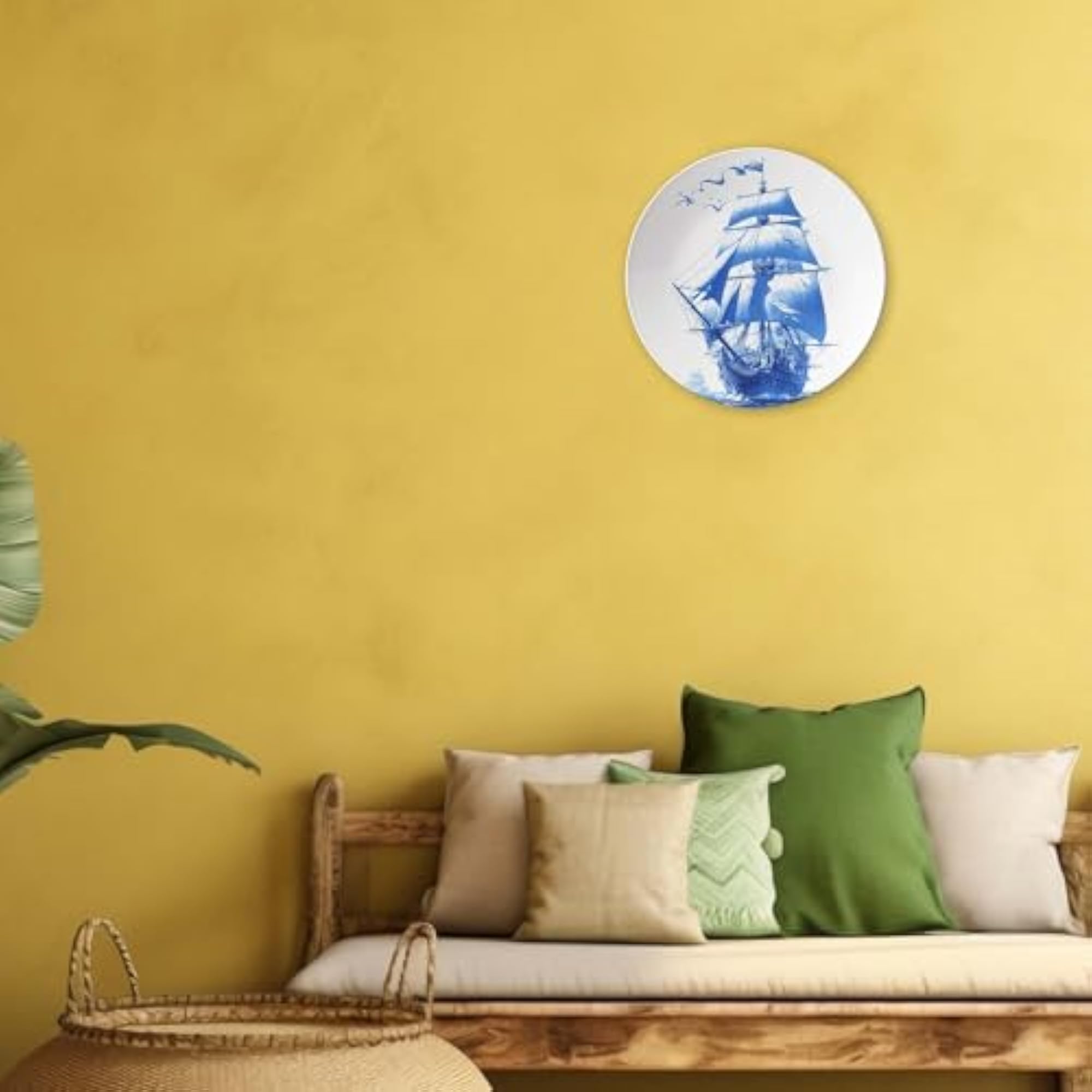 Blue Delft Sailing Ship Decorative Ceramic Wall Plate, 10 Inch