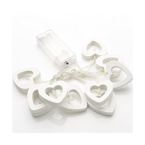 Valentine Heart Fairy Light,Gledto Battery Powered 10 Leds Cute Wood Heart Shapes Romantic LED String Light Festive Lights for Halloween Christmas Birthday Wedding Party (Warm White) - Image 6