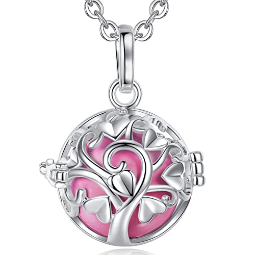 EUDORA Sterling Silver Angel Chime Caller Baby Pendant Chimes Bell Harmony Ball Mexican Bola Chain Necklace