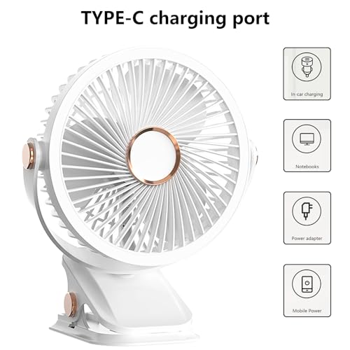 Ventilador con clip recargable para combatir el calor en el escritorio con ángulo ajustable 6