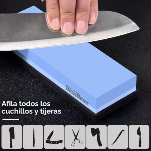 Miniatura 4 de Techbest Piedra De Afilar - Profesional Piedra Afilar Cuchillos 400 1000 3000 8000 Grit Con Base Antideslizante De Bambú, Guía De Ángulo Y Piedra De Aplanamiento