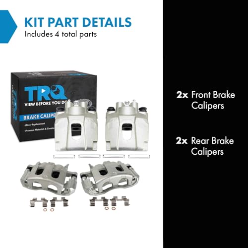 Image of TRQ Front and Rear Brake Caliper Set Zinc Coated Brackets Compatible with 2006-2010 Ford Explorer 2007-2010 Explorer Sport Trac 2006-2010 Mercury Mountaineer
