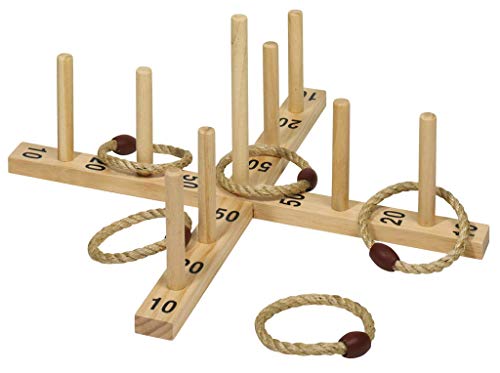 goki SA059 Ringwurfspiel aus Holz mit 5 Sisalringen, 56 cm – Outdoor & Indoor Geschicklichkeitsspiel zur Förderung von Koordination