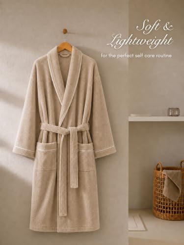 Image of RANGOLI Sunshine 100% Cotton Bathrobes For Women, 500 GSM Free Size Bath Robe With Rope,Ultra-soft, Lightweight & Highly Absorbent Luxurious Bath Gown /Bath Robe