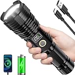 Flashlight Rechargeable, 990000 High Lumens LED Flash Light, Super Bright Zoomable Lampe with LCD Digital Display, 5Modes Brightest Flashlights, Powerful Tactical Flashlight for Emergency Camping Gift